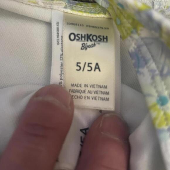 Oskosh B’Gosh Girls One-Piece Green, White, Light Blue Floral Pattern Size 5 - Picture 3 of 3